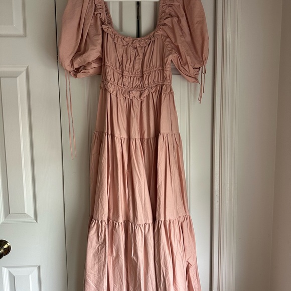 En Saison Poplin Puff-Sleeve Tiered Midi Dress - Picture 6 of 6